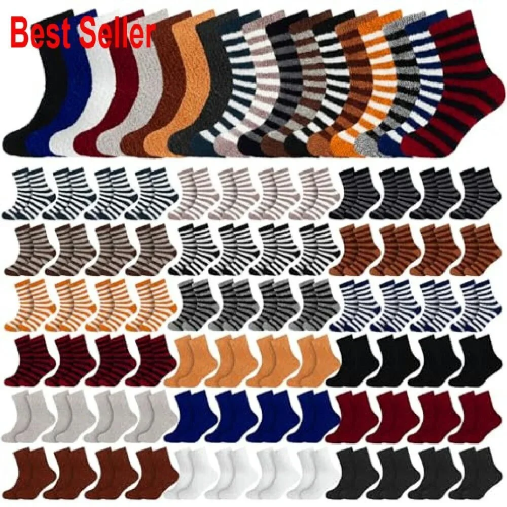 Bulk Fuzzy Socks Cozy Plush Warm Winter Slipper Socks for Men Unisex